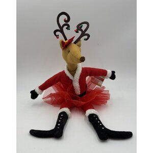 Celebrate It Brand Michaels Reindeer Sitting Plush In Red Skirt Christmas Decor